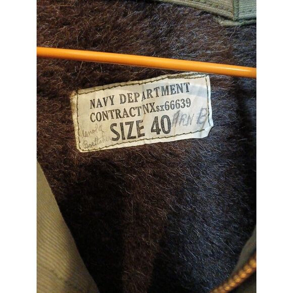 Vintage 40s USN Navy N1 Deck Jacket, Alpaca Fur , Size 40, Ww2 - Picture 2 of 16